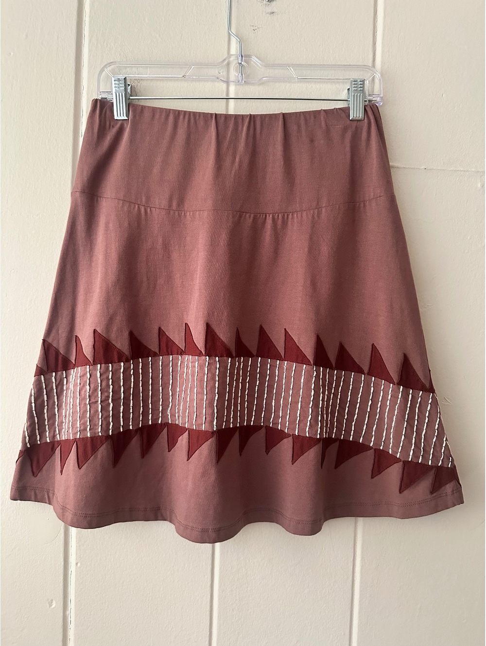 Synergy Organic Cotton Burgundy Skirt Handmade Artisan Fair Trade Size Medium